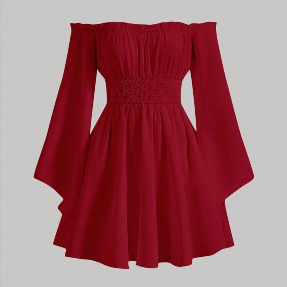 Elegant Red Off-Shoulder Dress